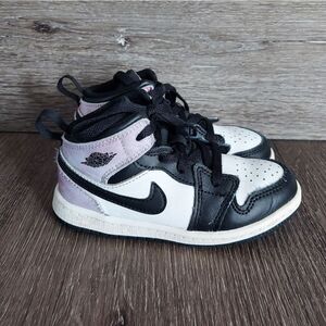 Nike Air Jordan 1 Mid Zen Master Size 9C White Black Athletic Shoes Sneaker